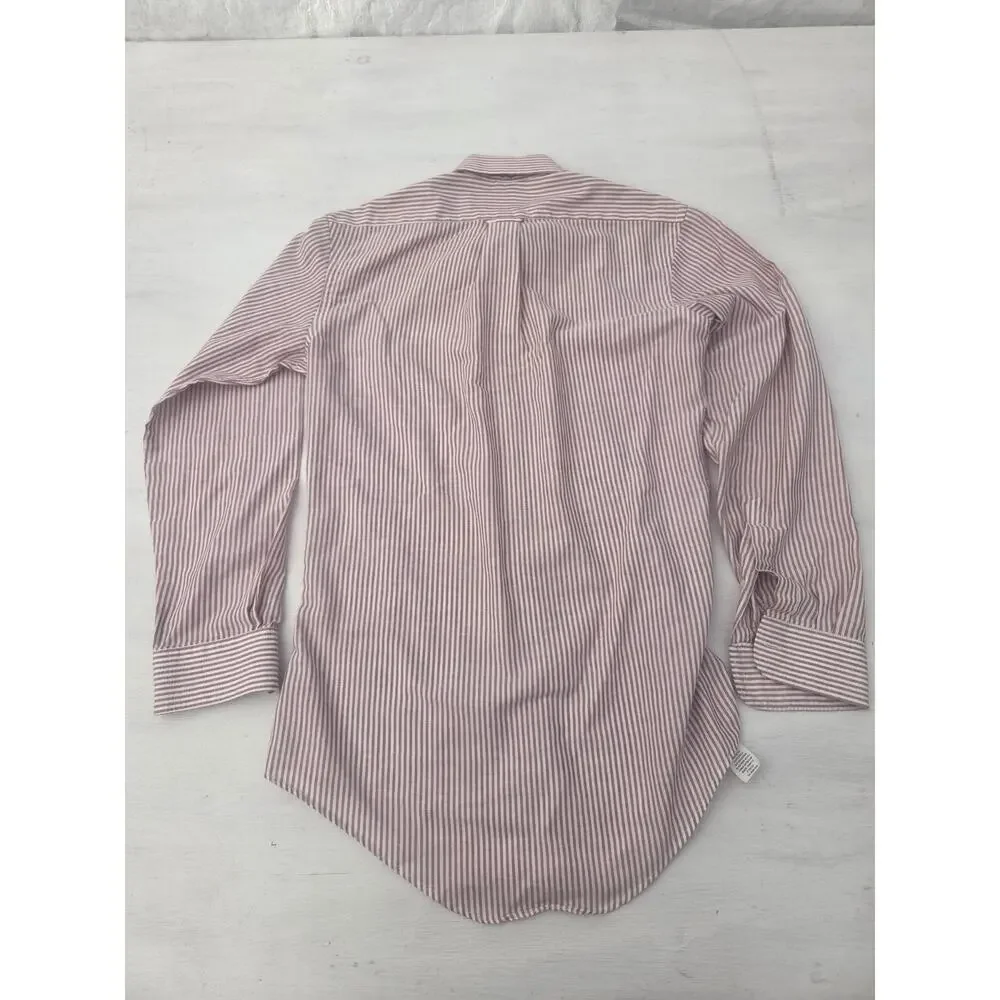 Vtg Sears Roebuck Shirt Mens 15 32/33 Button Up Red White Stripe Made USA
